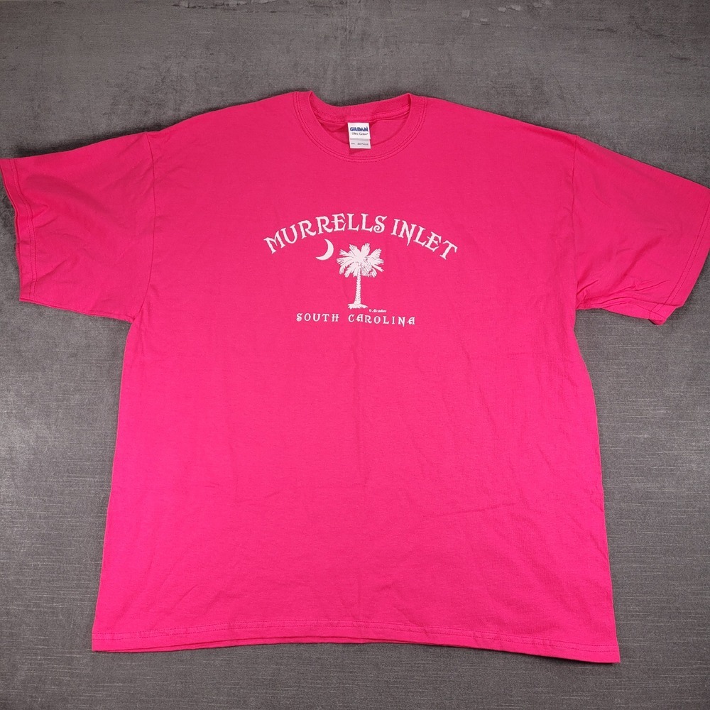Murrells Inlet South Carolina Graphic T-Shirt‎ Pink Palm Tree Gildan 2XL